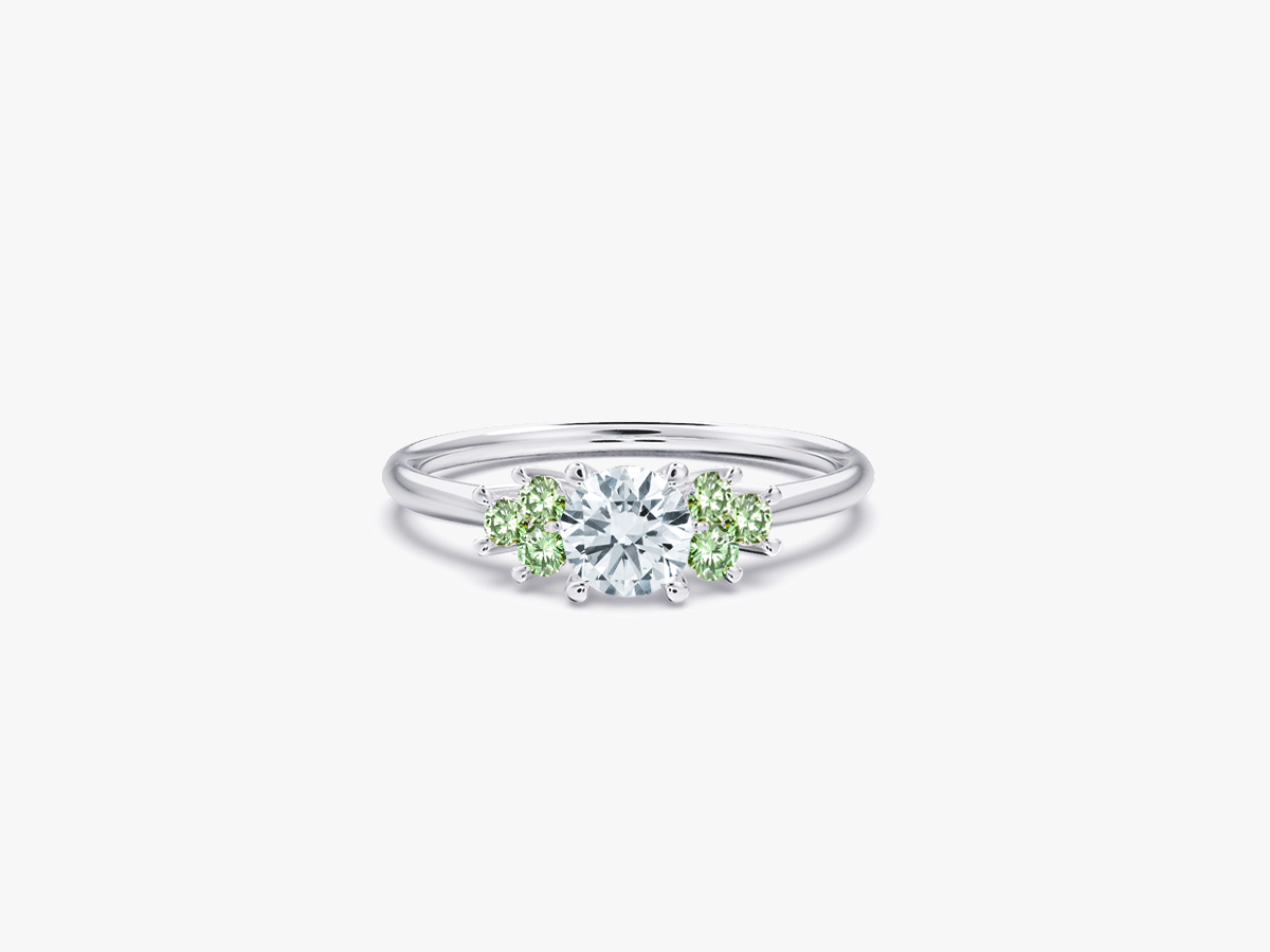 CINDERELLA Verlobungsring mit Fancy Green Diamanten