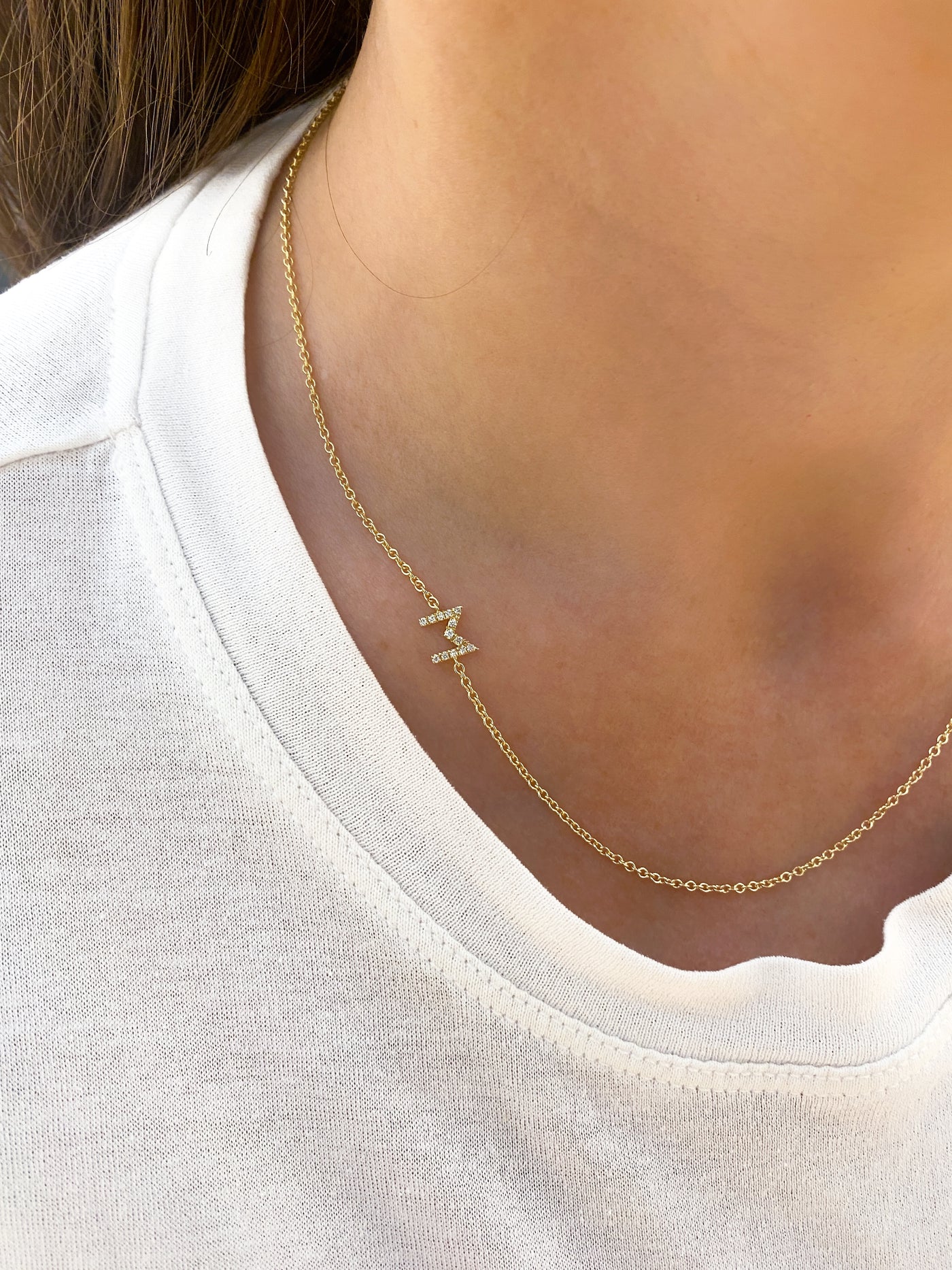 SIDEWAY DIAMOND LETTERS NECKLACE