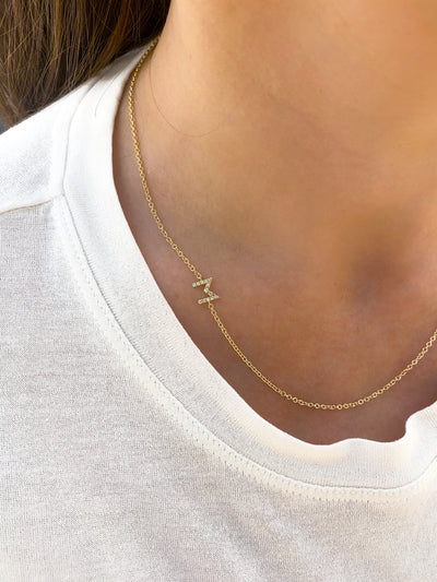 SIDEWAY DIAMOND LETTERS NECKLACE