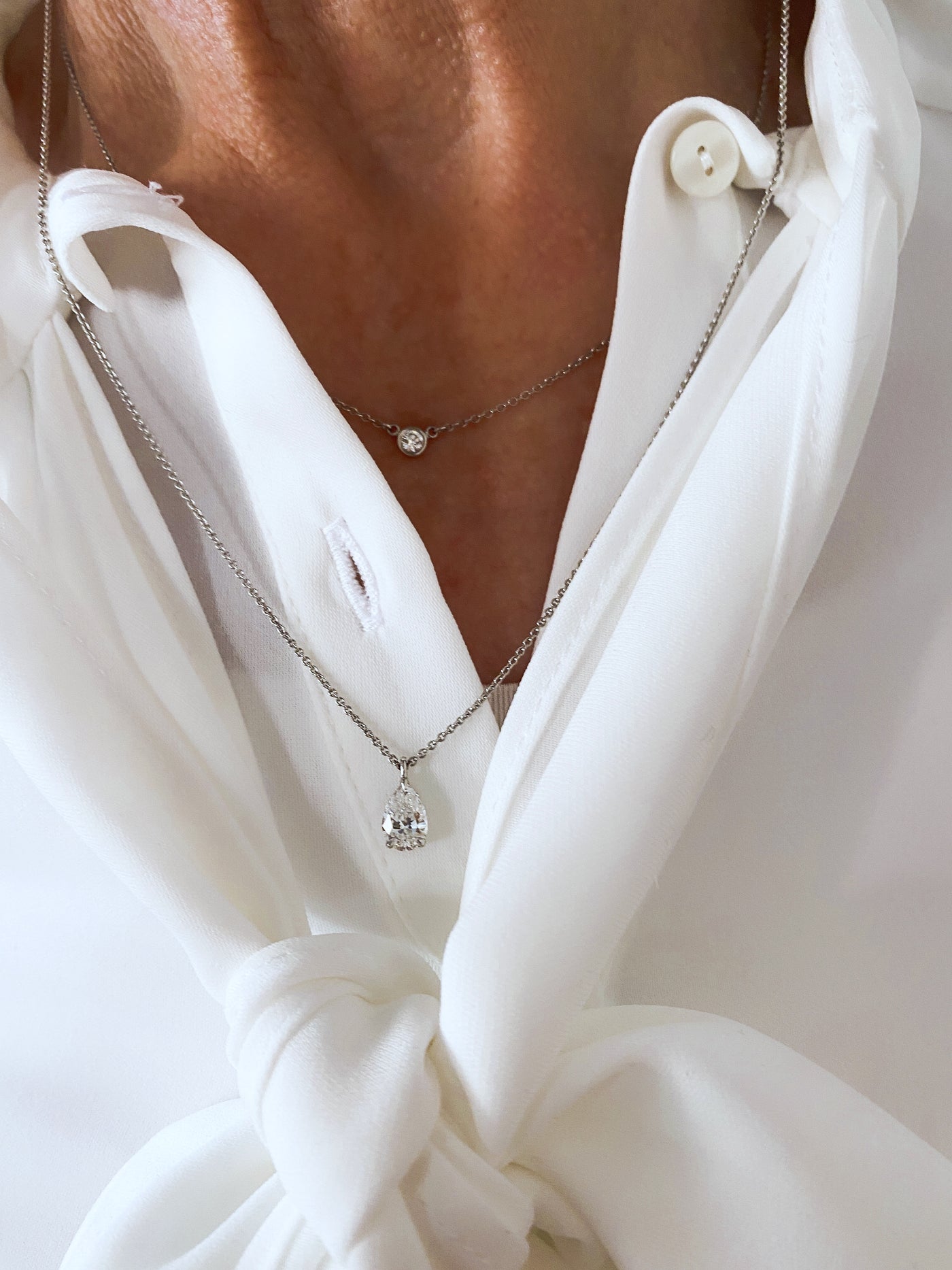 PURE Pear Solitaire Diamant Cut Halskette
