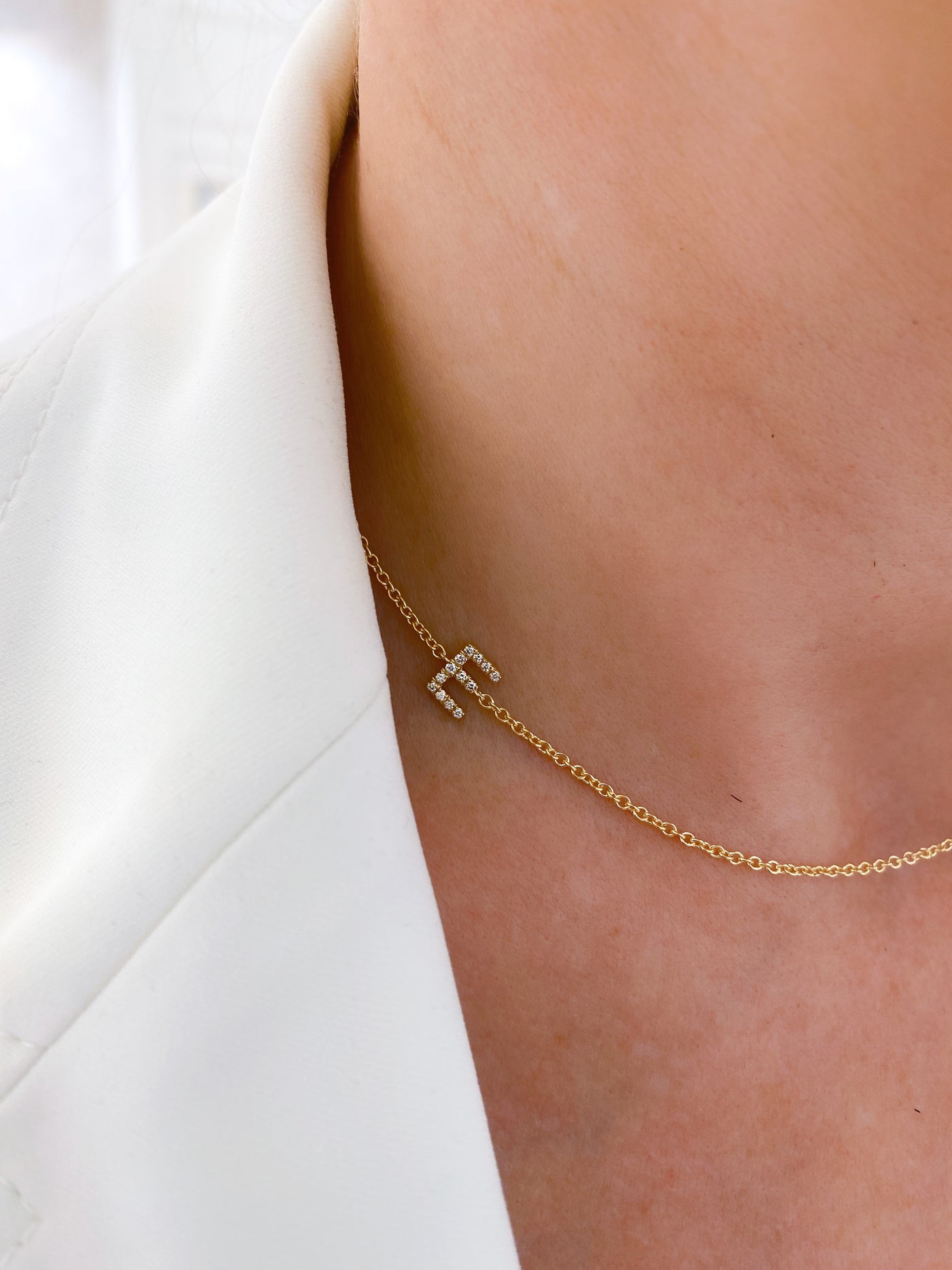 SIDEWAY DIAMOND LETTERS NECKLACE