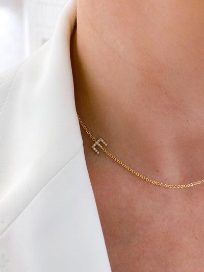 SIDEWAY DIAMOND LETTERS NECKLACE