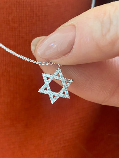 Star of David Diamond Pendant Necklace