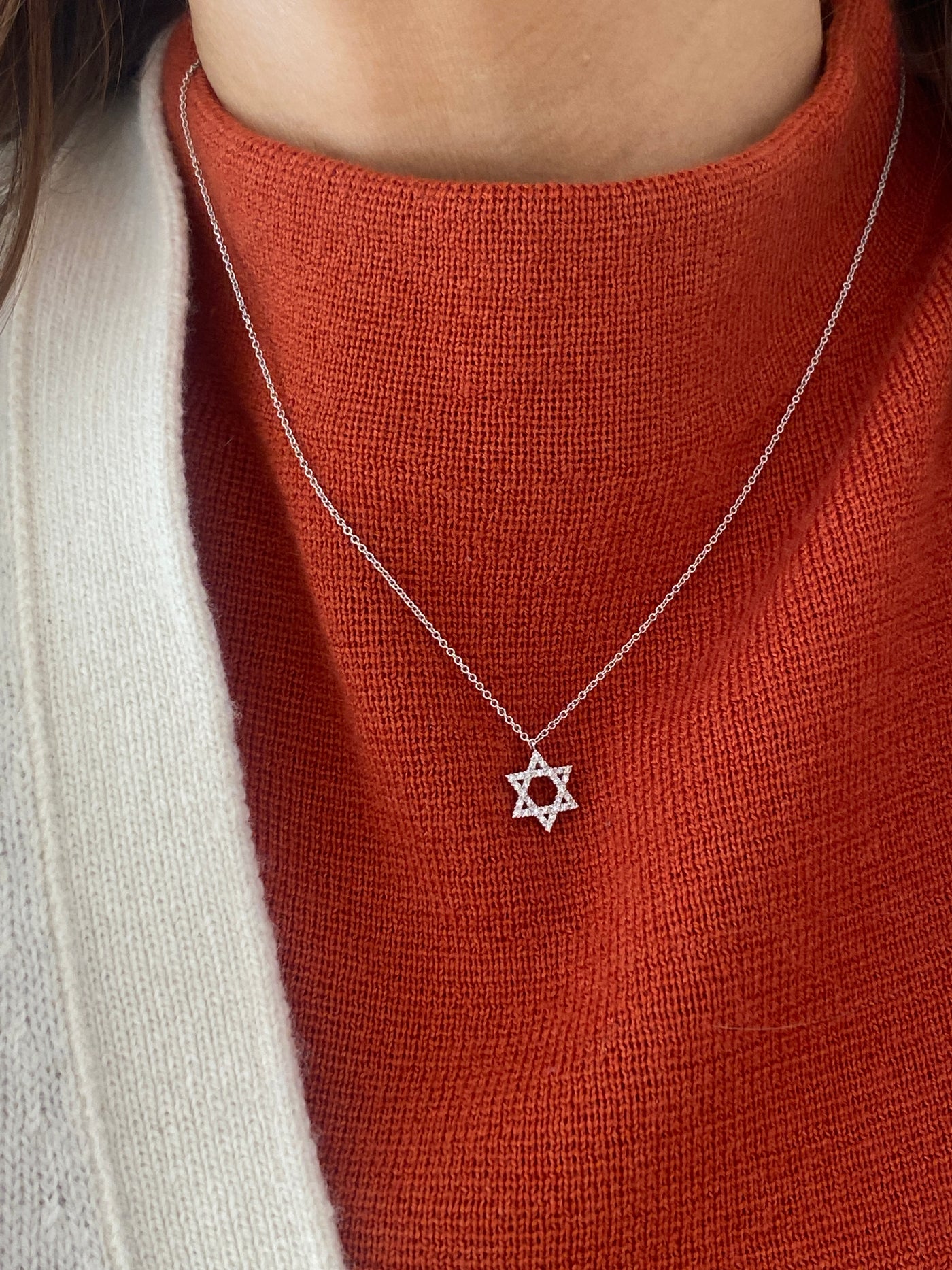 Star of David Diamond Pendant Necklace