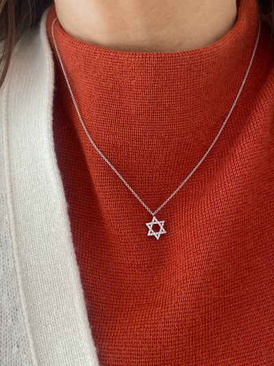 Star of David Diamant Anhänger Halskette