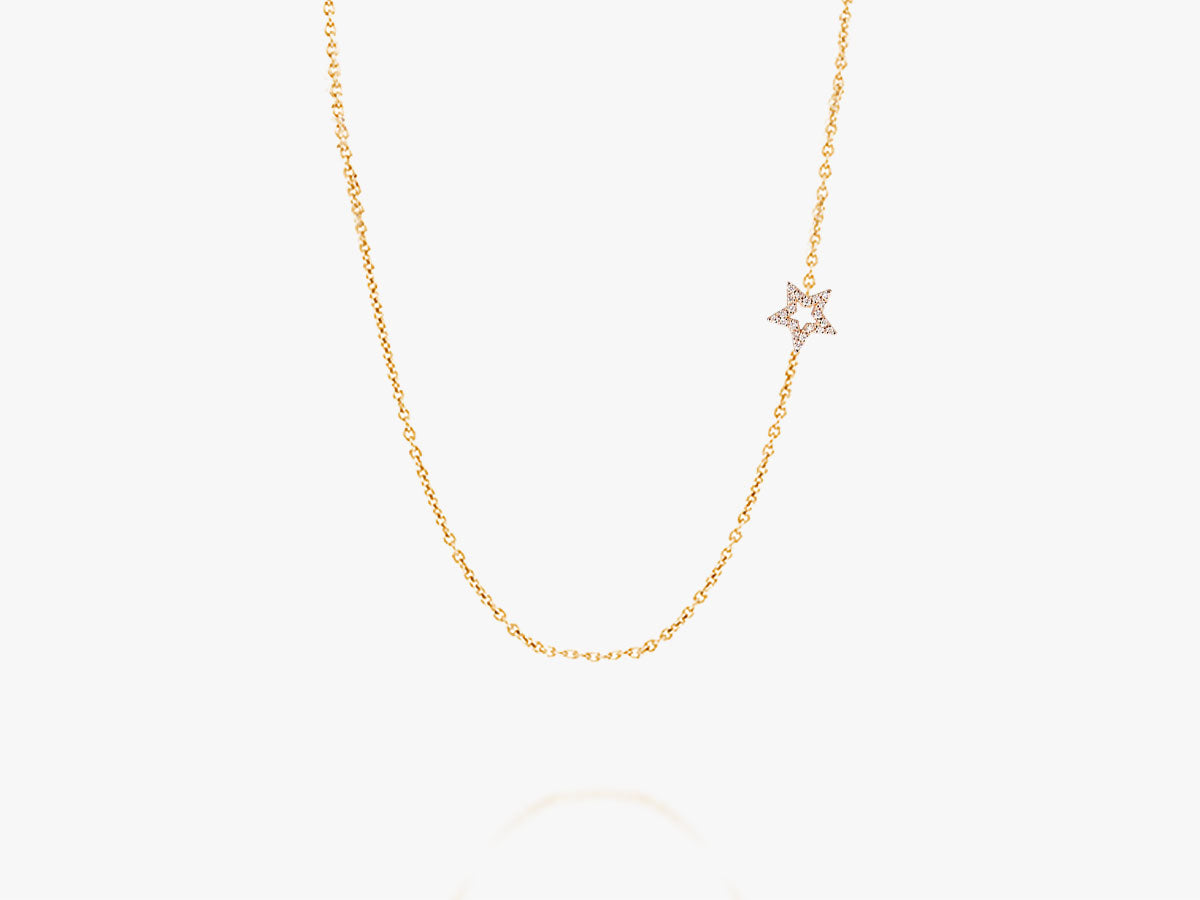 Open Star Sideway Diamant Halskette