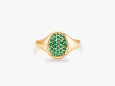 PETITE POSH SIGNET Pinky Ring - Emerald Crown