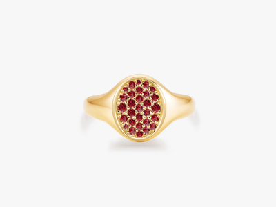 PETITE POSH SIGNET Pinky Ring - Ruby Crown
