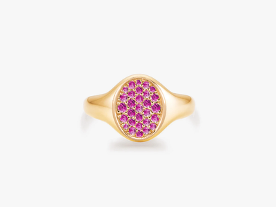 PETITE POSH SIGNET Pinky Ring - Pink Saphir Crown