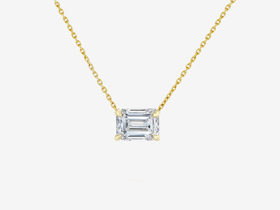 Solitaire Emerald Diamond Cut Necklace