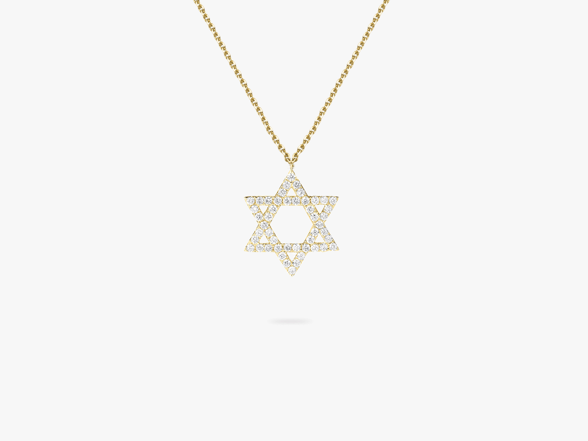 Star of David Diamond Pendant Necklace