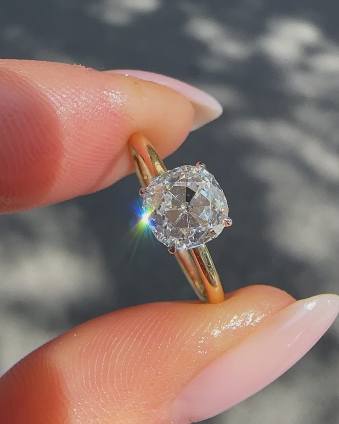 1.06ct Old Mine Cushion Cut Engagement Ring
