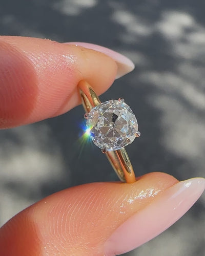 1.06ct Old Mine Cushion Cut Engagement Ring