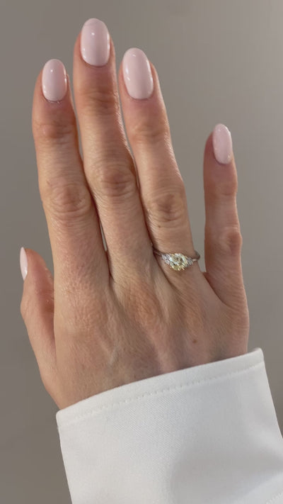 0.86ct Fancy Light Yellow Round Brilliant Cut CINDERELLA Engagement Ring