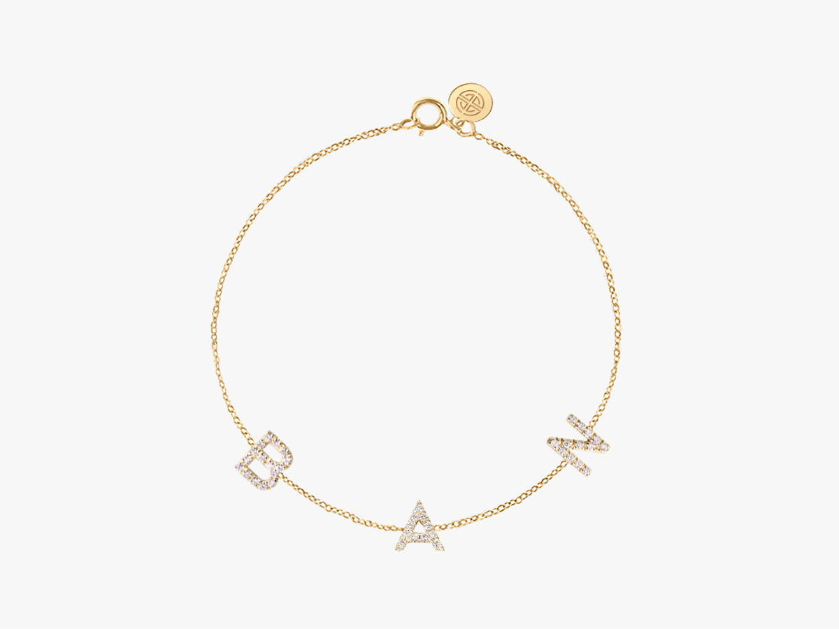 TRIPLE DIAMOND LETTERS BRACELET