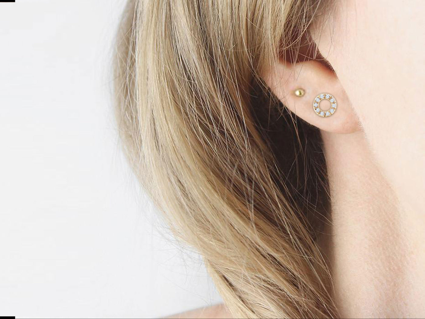 Diamond Circle Stud Earrings