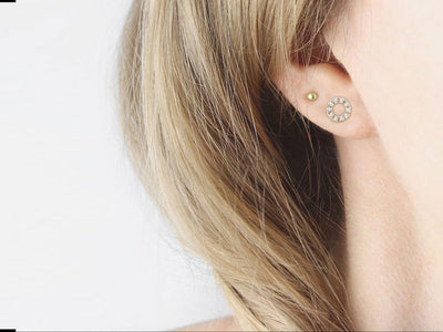 Diamond Circle Stud Earrings