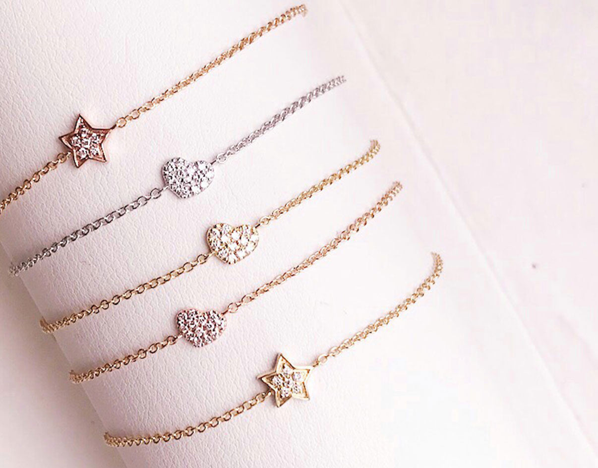 Petite diamond heart bracelet