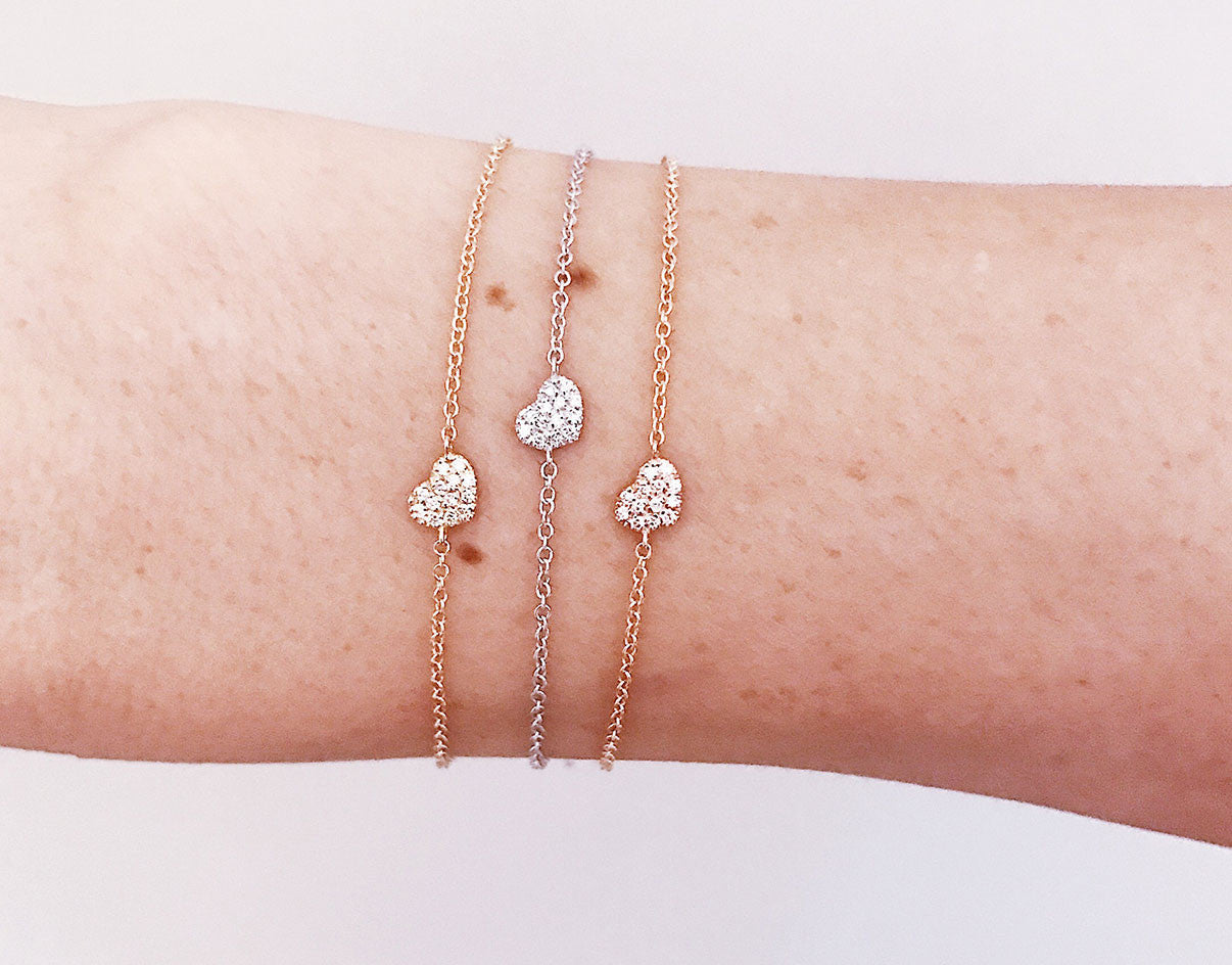 Petite diamond heart bracelet