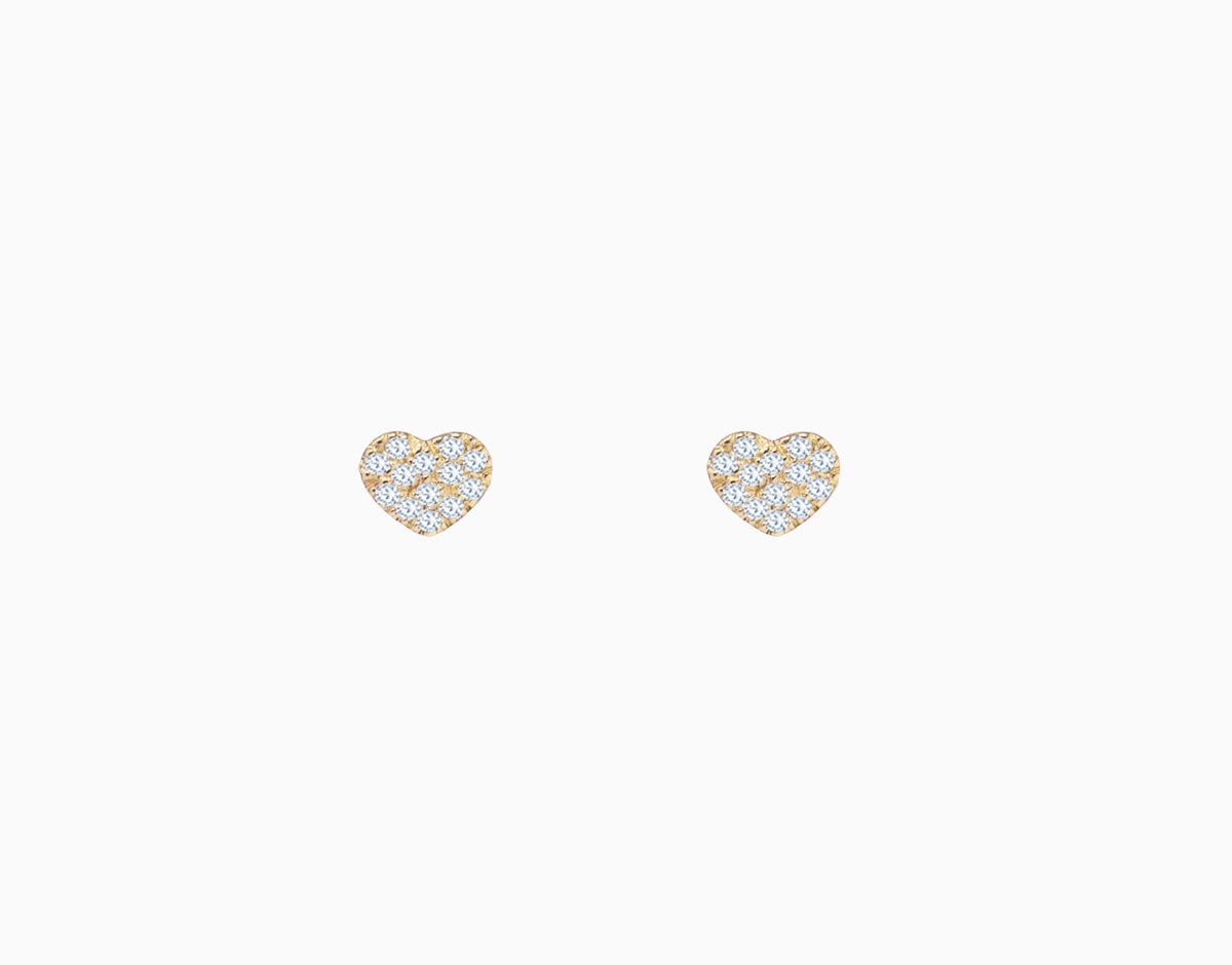 Diamond heart stud earrings