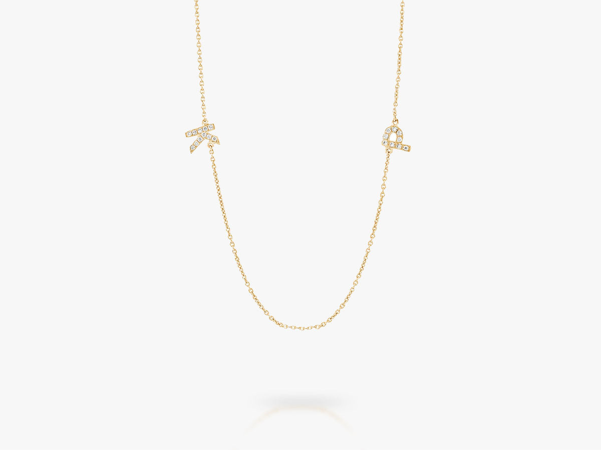 DOUBLE DIAMOND LETTERS NECKLACE