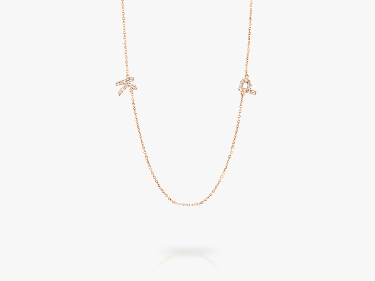 DOUBLE DIAMOND LETTERS NECKLACE