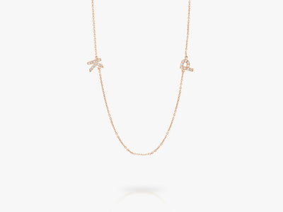 DOUBLE DIAMOND LETTERS NECKLACE