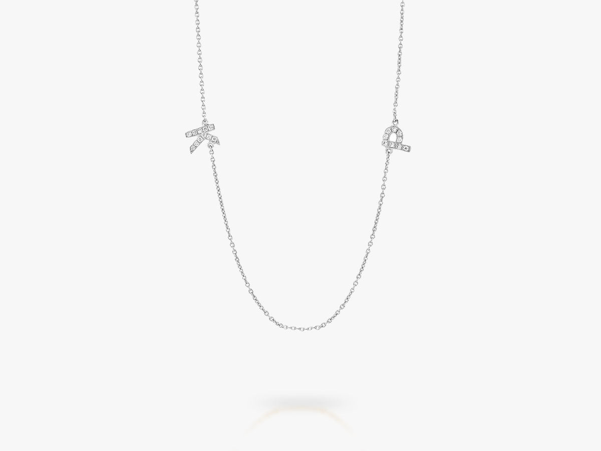 DOUBLE DIAMOND LETTERS NECKLACE