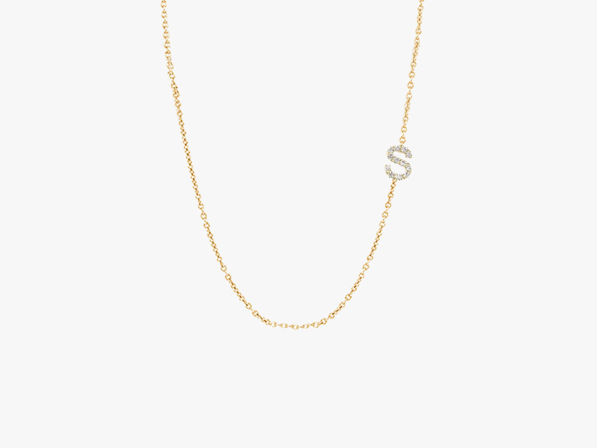 SIDEWAY DIAMOND LETTERS NECKLACE