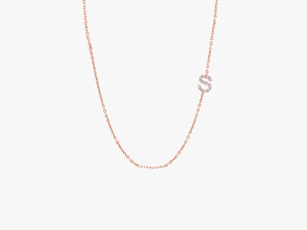 SIDEWAY DIAMOND LETTERS NECKLACE