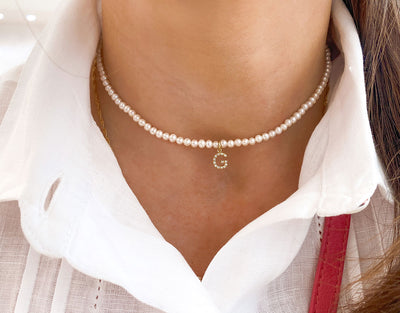 DIAMANT BUCHSTABEN PERLEN CHOKER