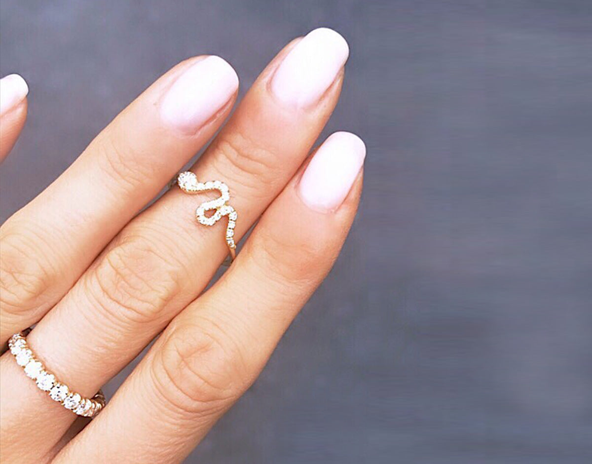 Baby Snake Ring - Pave Diamonds